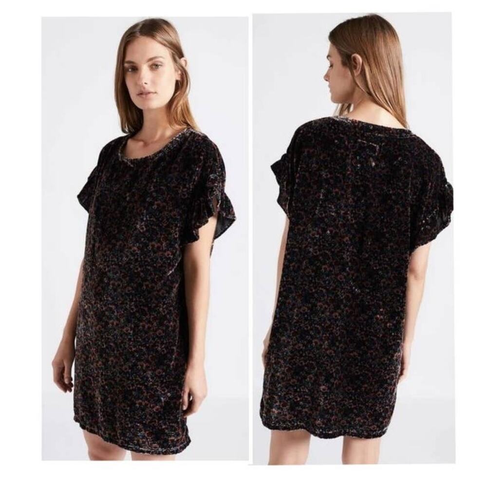 CURRENT/ELLIOTT The Floral Velvet Janie Dress 17-4-000848 Women's Size Small‎